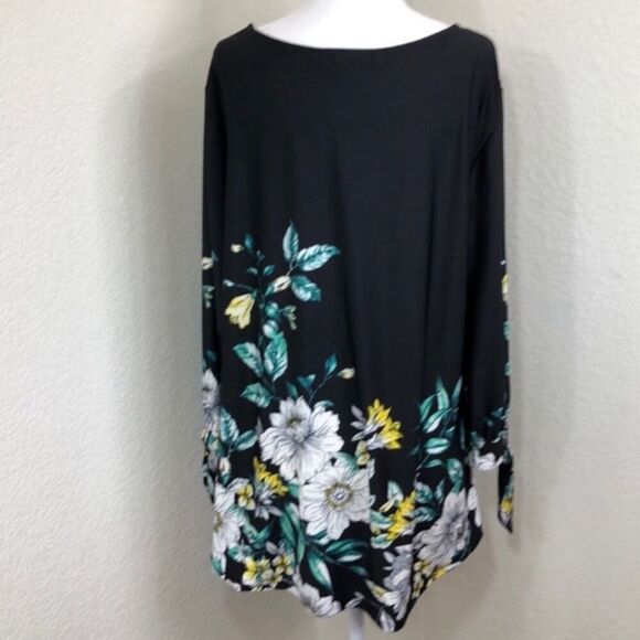 Always Indigo Plus Floral Design Tie Sleeve Top Size 1X NWT - Picture 5 of 8